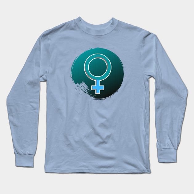 Female Symbol – Blue and Green Long Sleeve T-Shirt by KoreDemeter14
